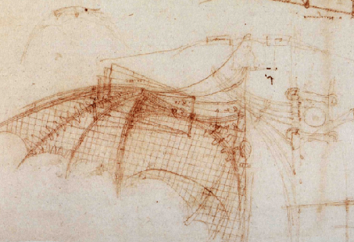 Una de las máquinas voladoras diseñadas por el genial Da Vinci