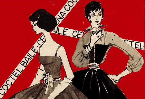 «Un traje de vestir». Detalle de ilustración de Coti, publicada en Blanco y Negro el 21 de diciembre de 1957