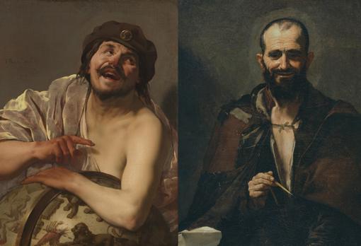 A la izquierda, «Demócrito», de Hendrick ter Brugghen (Rijksmuseum, Ámsterdam). A la derecha, «Demócrito», de José de Ribera (Museo del Prado)