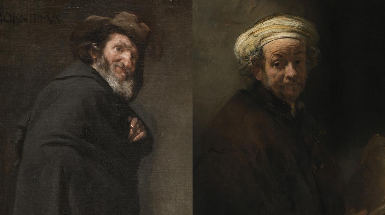 «Marte», por Velázquez, frente a «Mujer bañándose en un arroyo», de Rembrandt