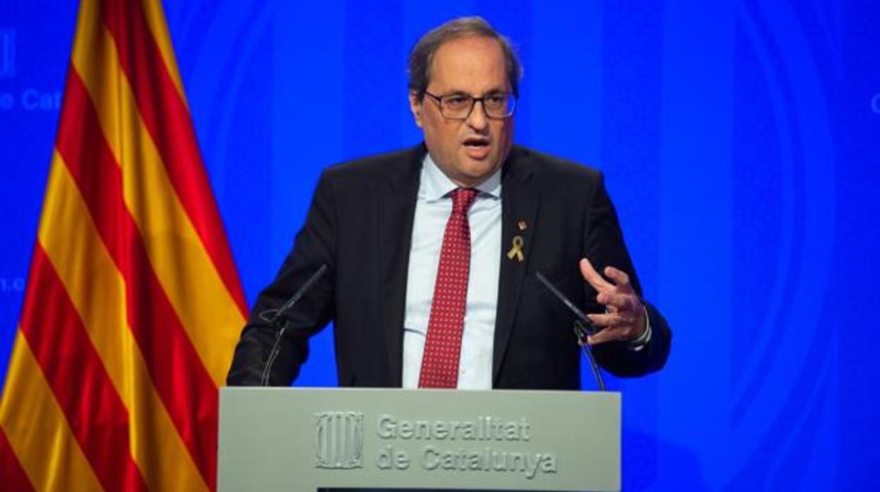 El presidente de la Generalitat, Quim Torra, durante una rueda de prensa