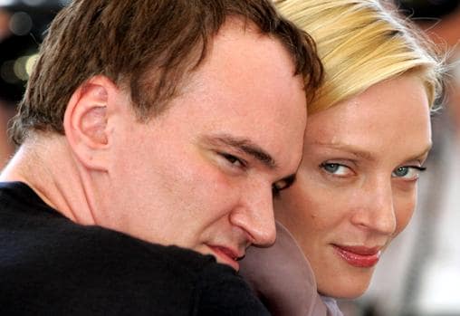 Tarantino y Uma Thurman, durante la presentación de «Kill Bill Vol. 2» en el Festival de Cine de Cannes en 2004