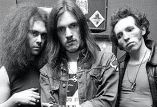 Lemmy, en el centro, con Larry Wallis y Lucas Fox
