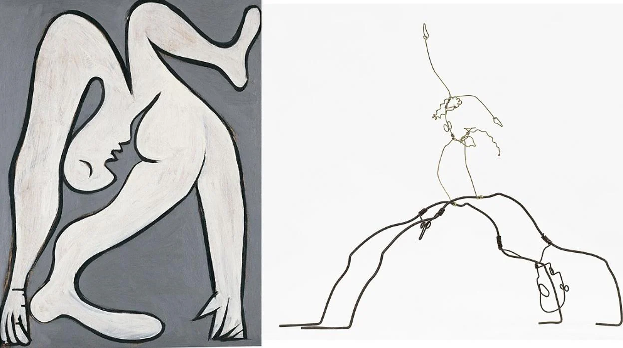 A la izquierda, «Acróbata» (1930), de Picasso, junto a «Acróbatas» (1929), en alambre, de Calder