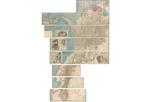 Las planchas del mapa, de más de 4m de anchura en algunos casos, forman un mapa completo del Reino de Nueva Granada