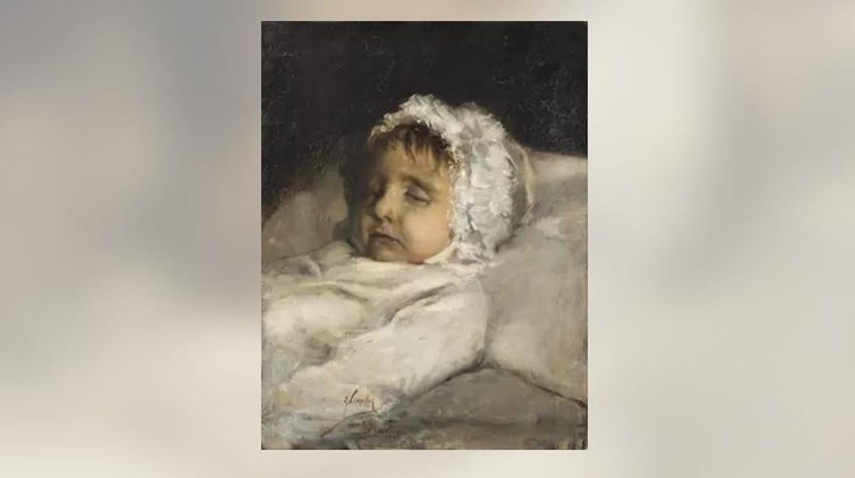 Imagen del cuadro inédito de Sorolla que representa una «Cabeza de niña sobre el lecho»