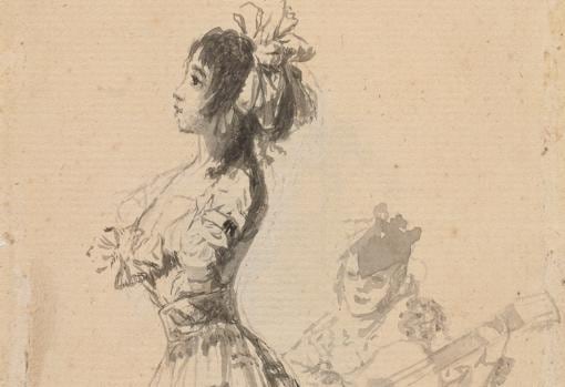 «Joven bailando al son de una guitarra». Cuaderno de Sanlúcar. Goya, 1794-95. Detalle