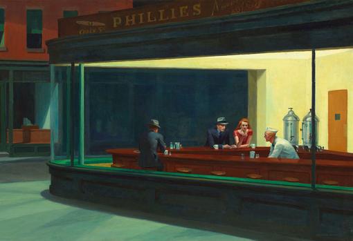 Detalle de «Nighthawks», de Edward Hooper