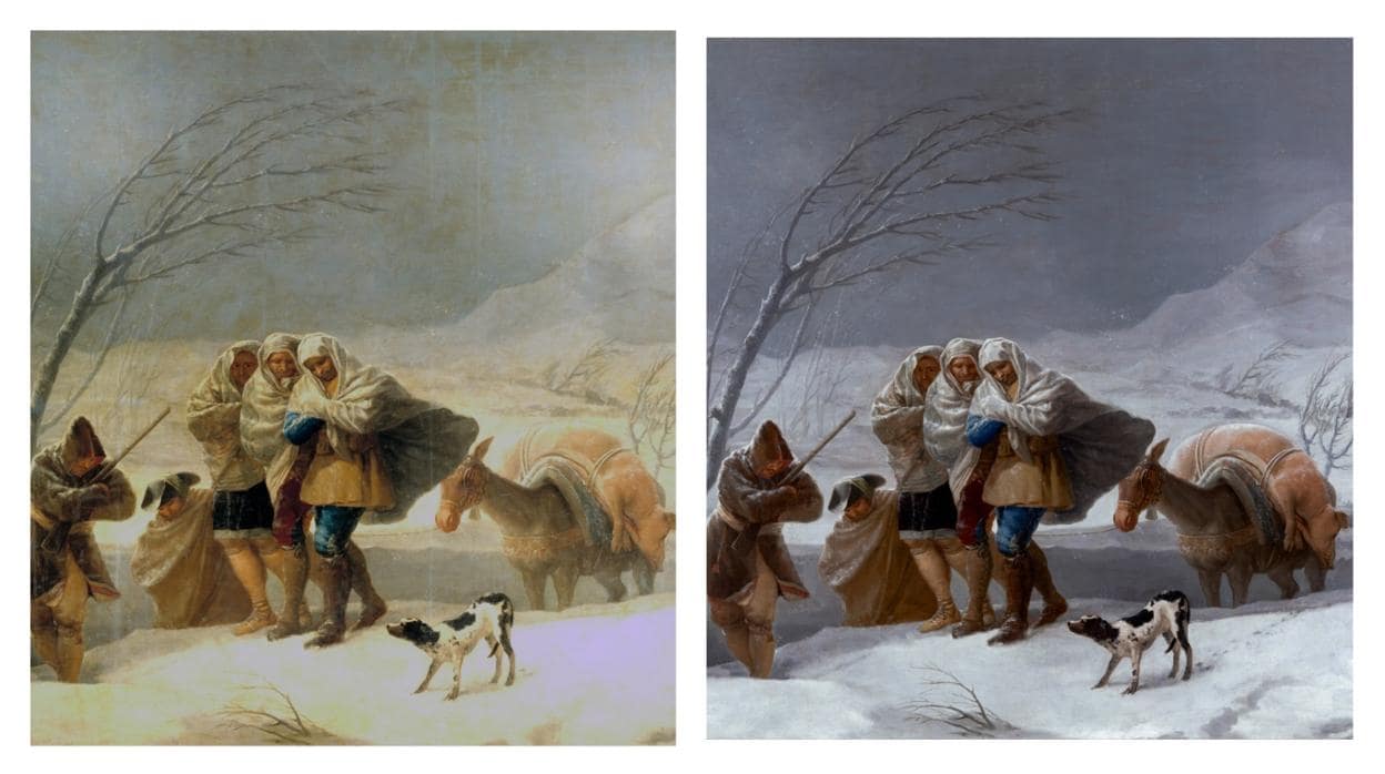 El cuadro de Goya antes y después de las labores de restauración