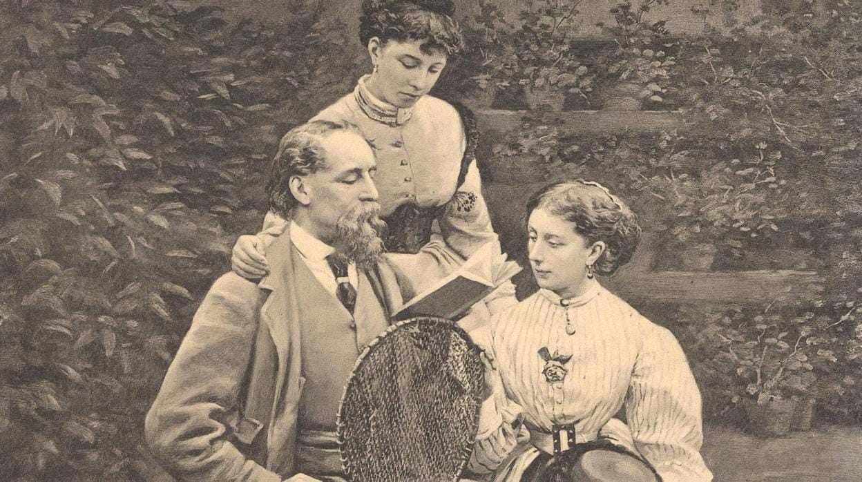 Dickens leyendo a sus hijas, Mimie y Katey, en Gad's Hill