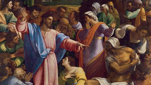 Fragmento e «La resurrección de Lázaro», de Del Piombo