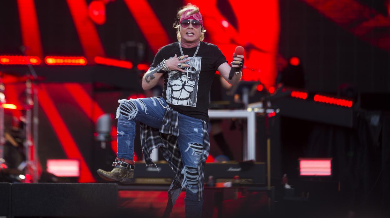 Axl Rose, vocalista de Guns N' Roses, durante una actuación en Madrid en 2018