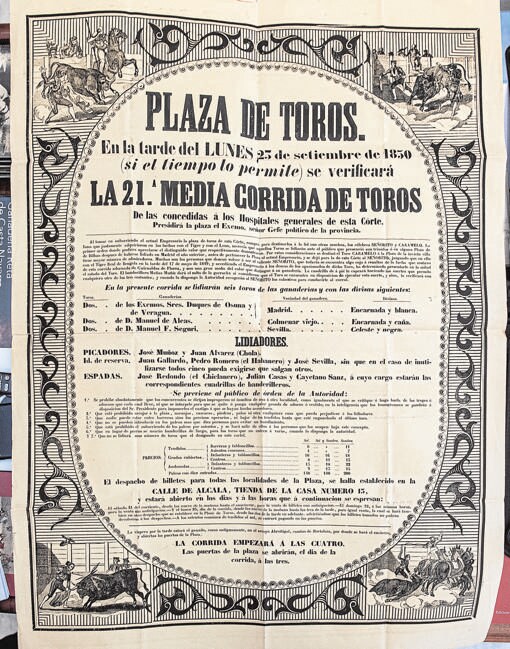 Cartel de 1850 por el que se ha interesado la Biblioteca Regional de Madrid. Precio: 1.200 euros
