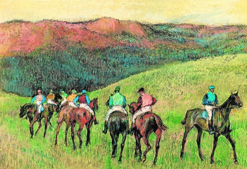 «Caballos de carrera en un paisaje», de Degas