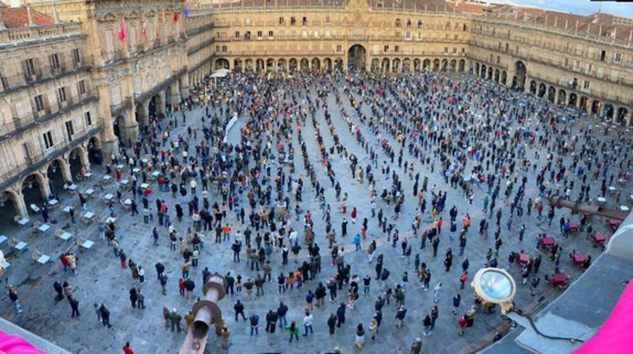 Concentración taurina en la Plaza Mayor de Salamanca