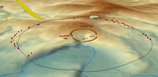 Recreación de un amplio círculo que rodea un antiguo asentamiento cerca de Stonehenge