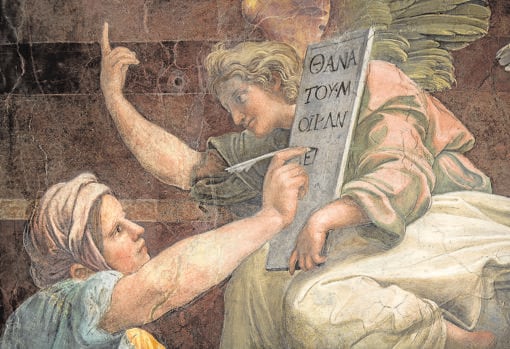 Detalle del fresco «Sibilas y ángeles»