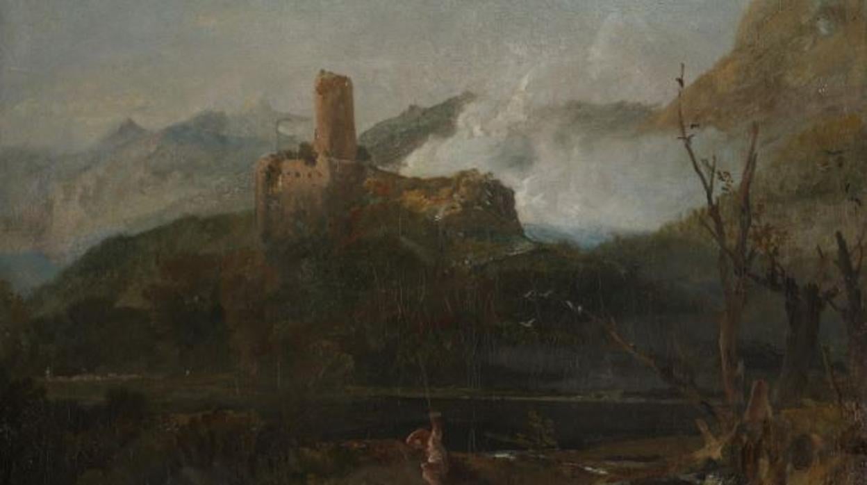 «Escena de montaña con castillo, probablemnente Martigny»