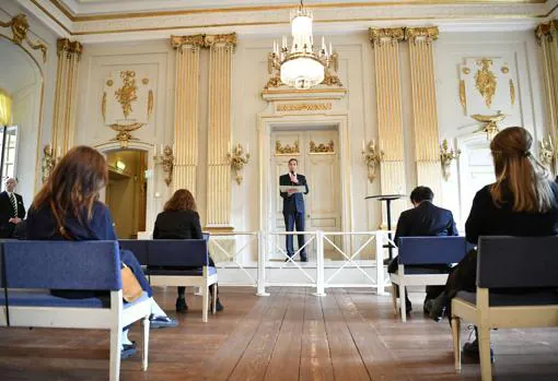 El secretario de la Academia Sueca, Mats Malm, en el momento de dar a conocer el galardón