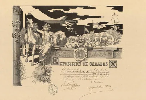 Ejemplar de diploma realizado por el Ayuntamiento a partir del diseño de García Ramos