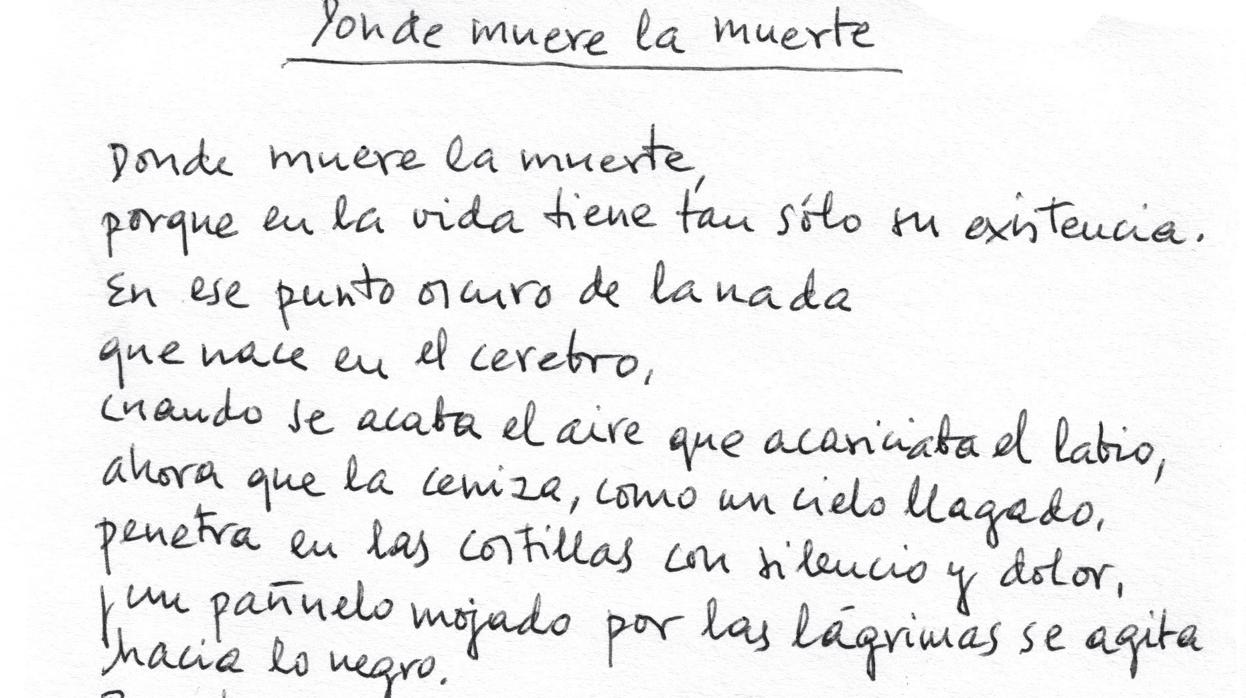 El poema inédito, manuscrito, de Francisco Brines «Donde muere la muerte»