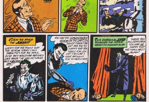 Viñeta de la primera aparición del Joker en 1940