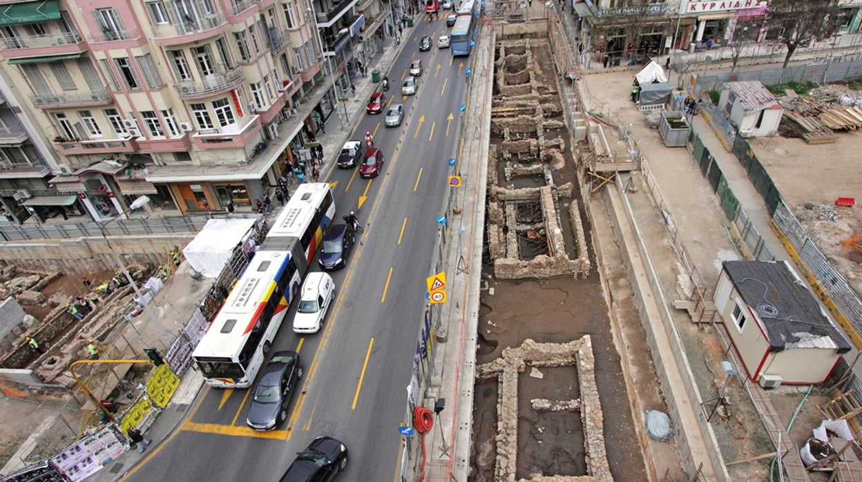 Un aspecto de las obras en Tesalónica y los hallzgos arqueológicos