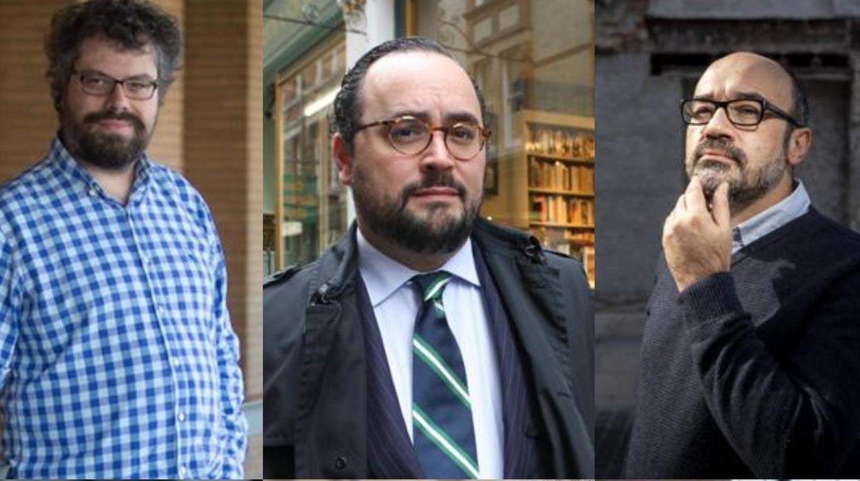 De izquierda a derecha y de arriba abajo: Sergio del Molino, Ignacio Peyró, Alberto Olmos, Andrés Trapiello, Ana Iris Simón y Luis Landero