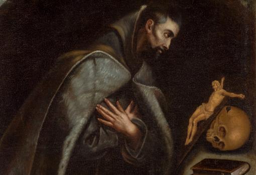 ‘San Francisco arrodillado en meditación’, de Mariana de la Cueva. Detalle