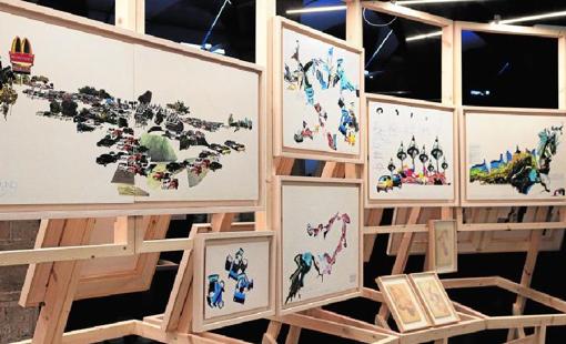 Detalle del montaje de la muestra en Santa Mónica