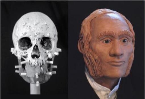 Reconstrucción facial de un individuo identificado mediante análisis de ADN como John Gregory, HMS Erebus