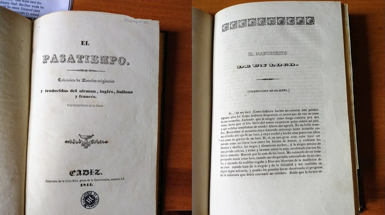 Ejemplar de la traducción de Dickens hallado en la Biblioteca de Cataluña