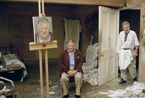 Lucian Freud y David Hockney, fotografiados por David Dawson en 2002