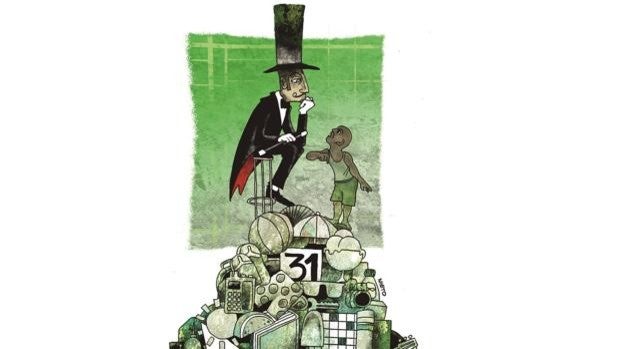 Mago de verdad sobre fondo verde y gris