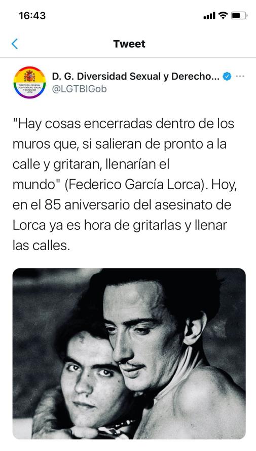 El Gobierno usa una foto manipulada de Dalí para reivindicar la homosexualidad de Lorca