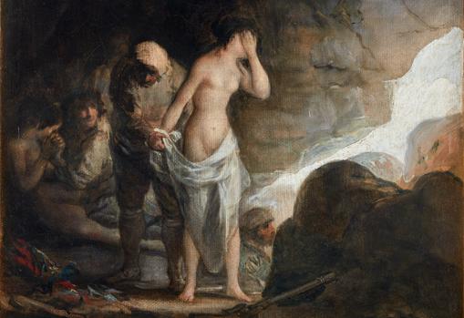 Goya. 'Bandido desnudando a una mujer' (1808-1812). Detalle