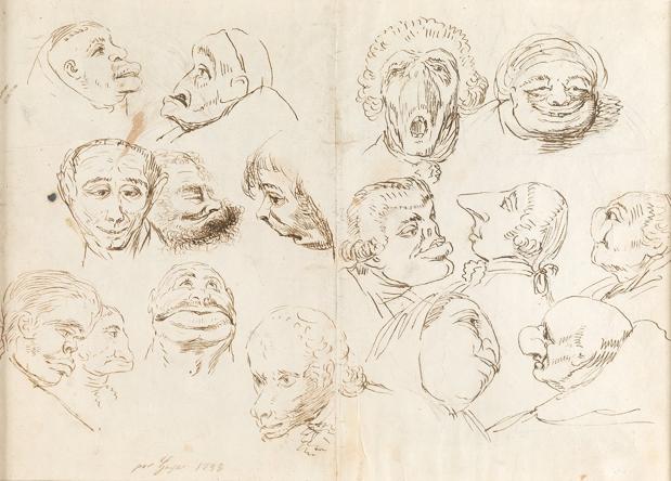 Un dibujo de Goya con dieciséis caricaturas y un autorretrato queda sin vender en Madrid