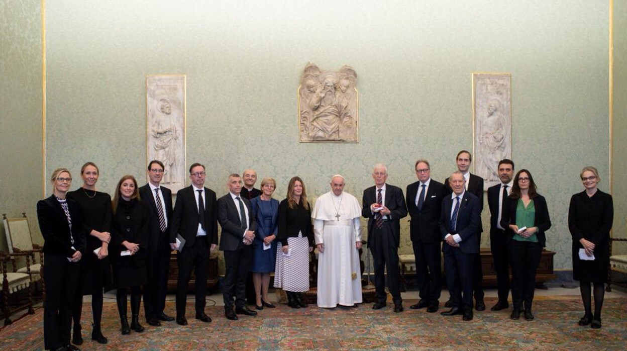La delegación académica con el Papa, a final del pasado año