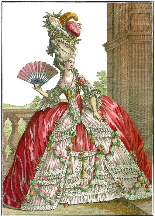 Dama joven en traje de corte. Revista Galería de Modas y Trajes Franceses. 1778