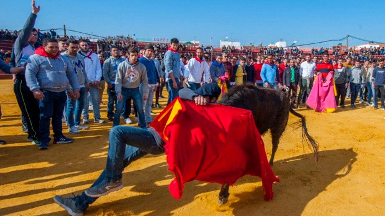 Un valiente espontáneo resulta volteado por una vaquilla