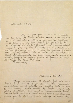 Manuscrito del diario fechado en Madrid el 28 de octubre de 1903