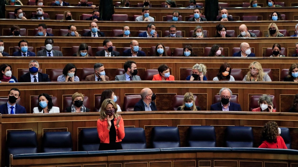 Yolanda Díaz, tras la convalidación del real decreto que regula un nuevo contrato cultural