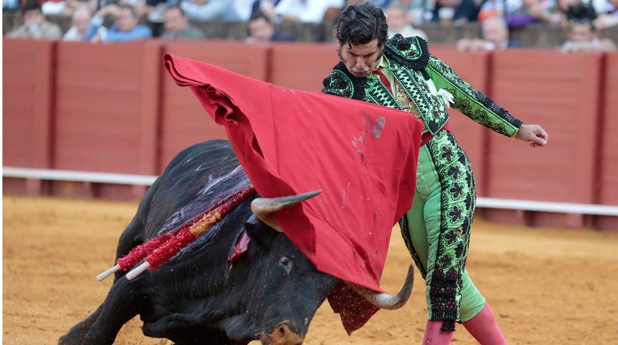 Morante de la Puebla, en un pase de pecho al sobrero de Garcigrande