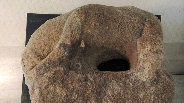 Rescatan del embalse de Valdecañas un singular verraco de piedra en posición de ataque