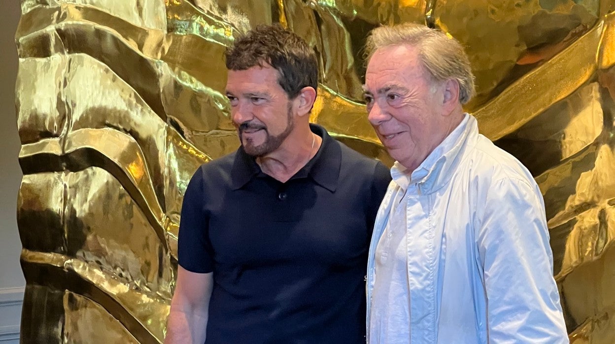 Antonio Banderas y Andrew Lloyd Webber, ayer en Madrid