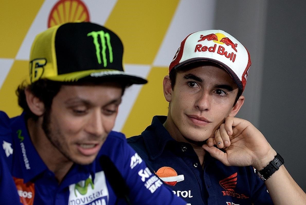 Valentino Rossi y Marc Márquez, en rueda de prensa