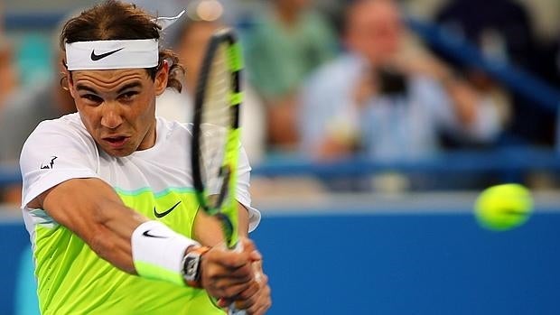 Nadal, durante la exhibición de Abu Dabi