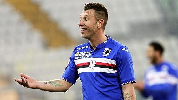 Cassano, en un partido reciente con la Sampdoria