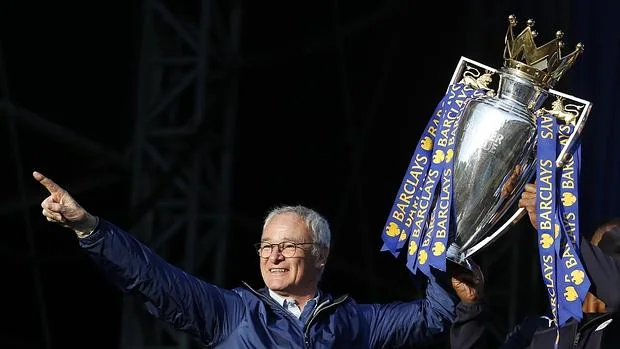 Claudio Ranieri, durante la celebración del la Premier League