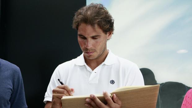 Rafa Nadal, durante un acto de su Academia de tenis en Manacor